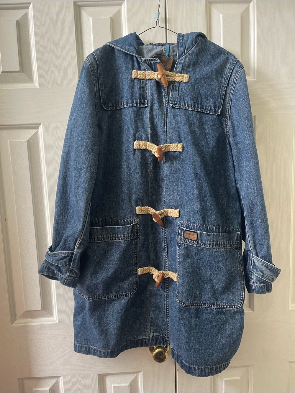 Ralph Lauren Vintage Blue Denim Toggle Coat with Hood